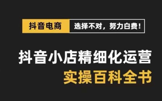 【抖音小店运营攻略】精选高利润产品，解决电商运营难题，保姆级实战讲解（28节课）